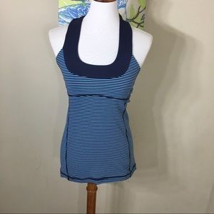 Lululemon Blue Striped Halter Tank Top